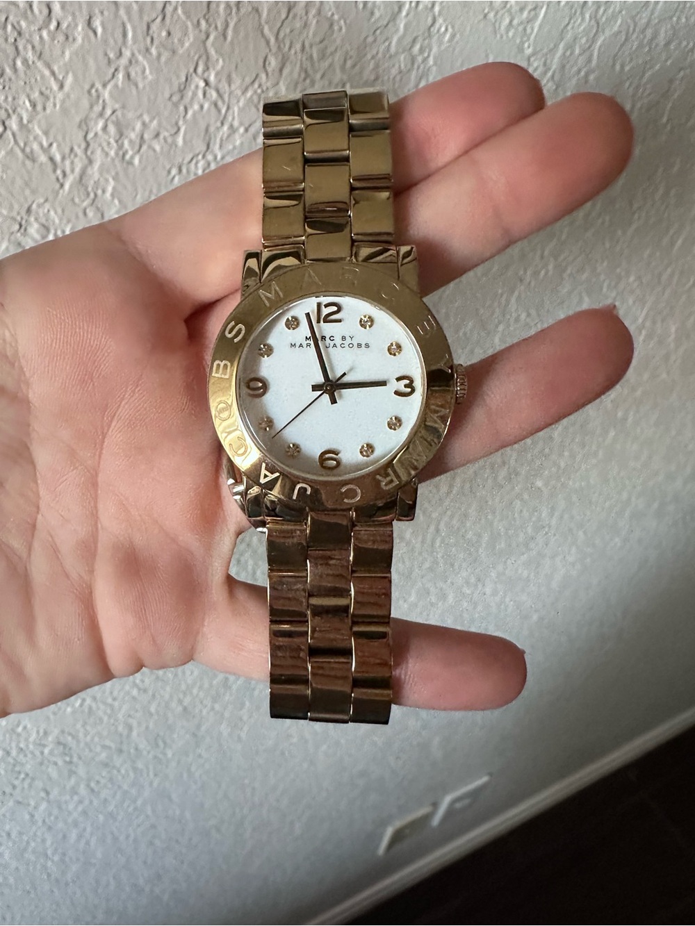 Marc by Marc Jacobs Gold Tone Women's Link Bracelet Watch with White Dial